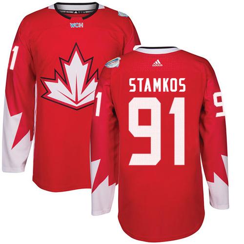 Team Canada #91 Steven Stamkos Red 2016 World Cup Stitched Youth NHL Jersey